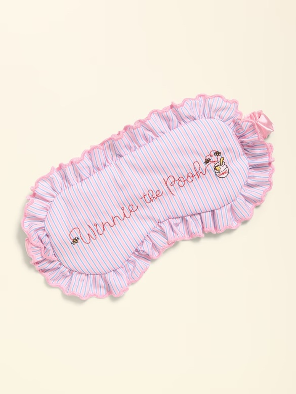 Disney Pink Striped Winnie the Pooh Ruffle Sleep Mask